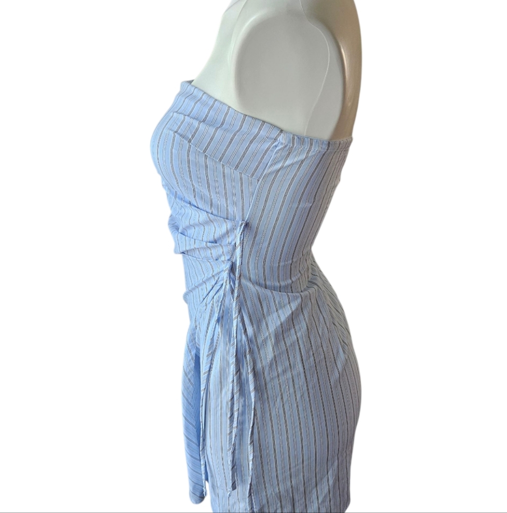 Wild Fable Light Blue Striped Strapless Dress NWOT - Picture 3 of 4